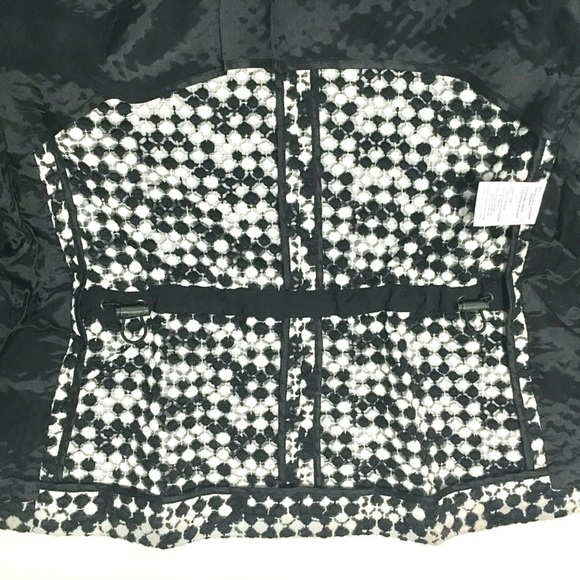 AKRIS PUNTO Blazer Jacket Tweed Dot Embroidered Wool Belted Waist Black White 8 - Picture 12 of 16